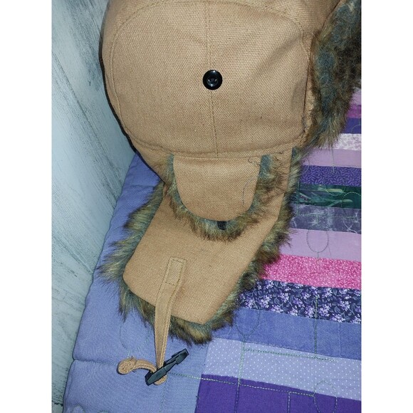 Trapper Hat Faux Fur Lined NWT Clear Creek Adult One Size Fits All Canvas Shell - Picture 7 of 11